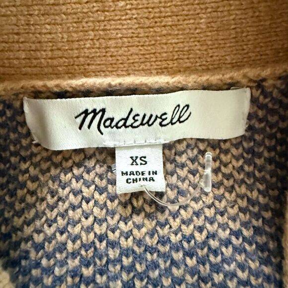 NWOT Madewell Bayberry Cardigan Sweater in Buffalo Check Beige Blue $110 XS - Picture 8 of 10